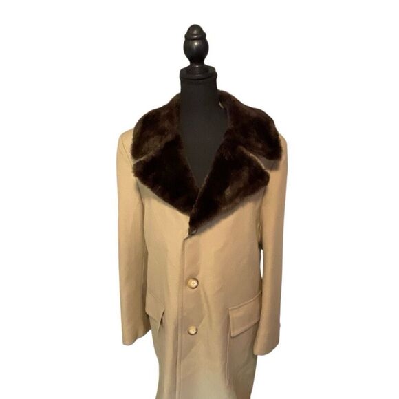 Sears Best Vintage Polyester Twill Faux Fur Body Lined Men’s Overcoat
